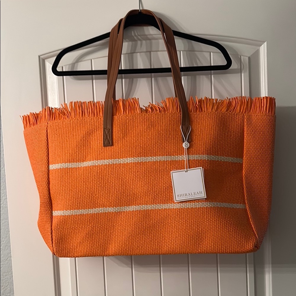 Orange Woven Tote Bag